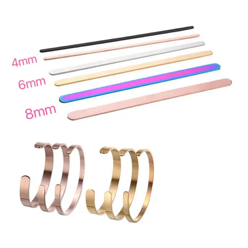 

10Pcs 4MM/6MM/8mm Mirror Polished Stainless Steel Strip DIY Cuff Bracelet Material 1.6MM Thickness Jewelry Findings