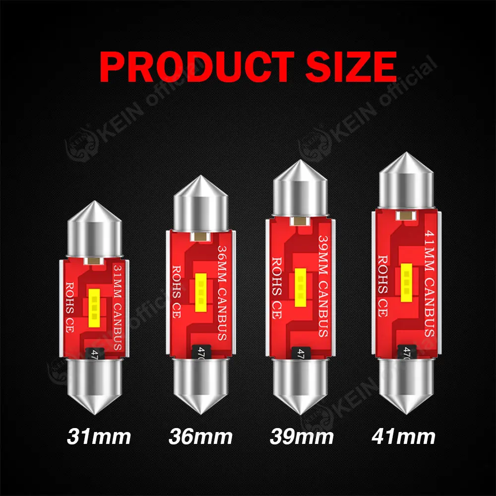 KEIN 2PCS 12V 24V SV8.5 C5W C10W Festoon 31mm 36mm 39mm 41mm Car Light Led Bulb Interior Reading Dome Trunk Makeup Signal Lamp