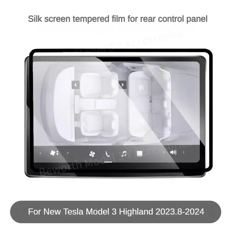 Tempered Glass Screen Protector For Tesla New Model 3 2024 Highland Navigation Rear Display Center Console HD Film Protection