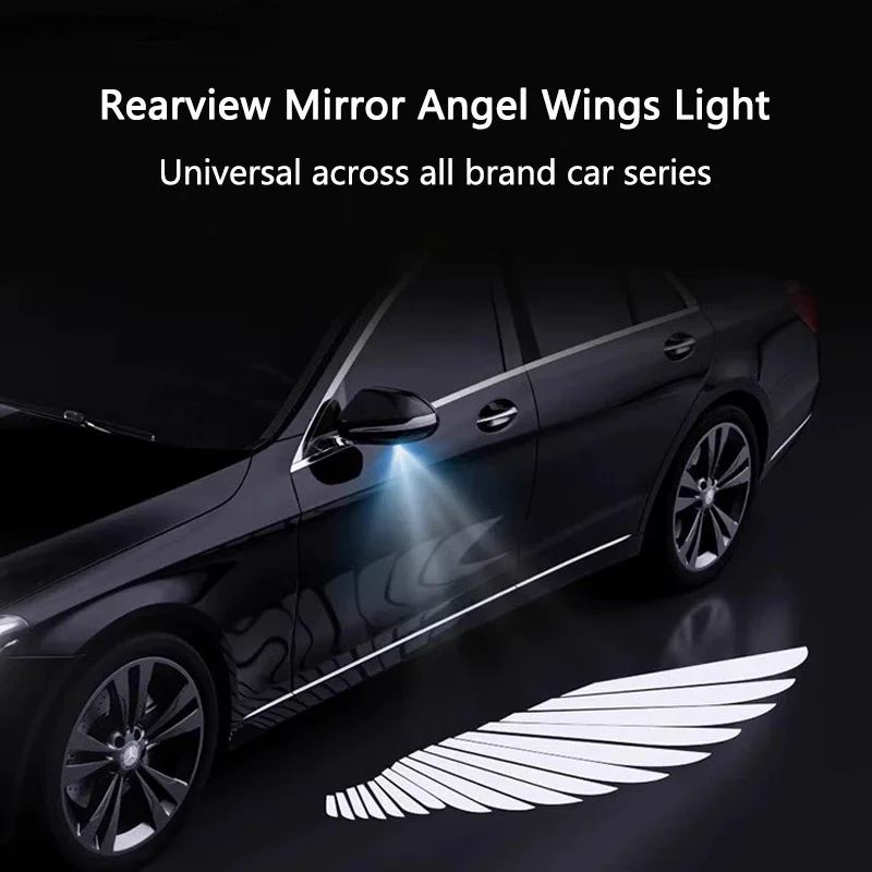 

2pcs Car Rearview Mirror Angel Wings Styling Welcome Lights Dynamic Carpet Light Led Ambient Decorative Atmosphere Lamps12V