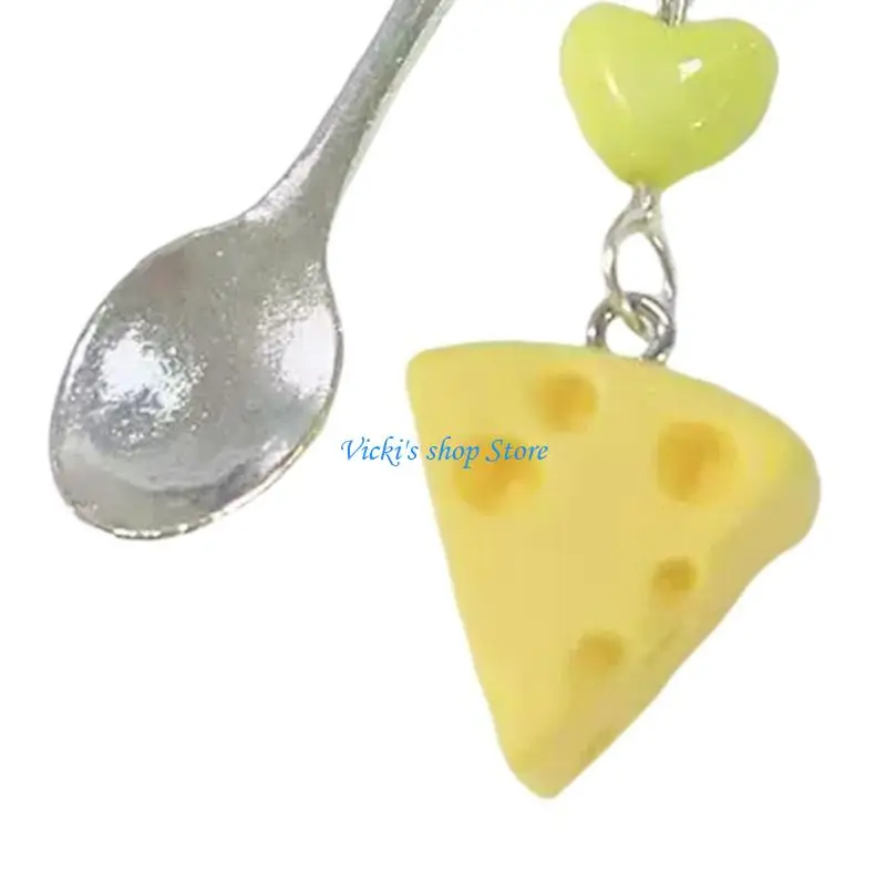 Trendy Retro Futuristic Cheese Shaped Phone Chain Drop Proof Security Design Keychain Bag Hanging Decoration