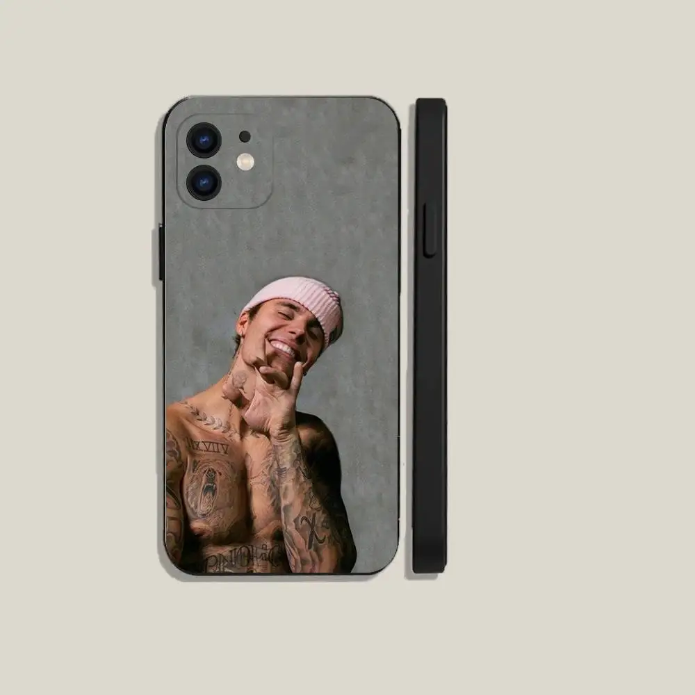 حافظة هاتف J-Justin Bieber لهاتف iPhone 6,17,16,15,14,13,12,11 Plus,Pro Max,XS,X,XR,SE,Mini,8,7,غطاء أسود من السيليكون الناعم #4