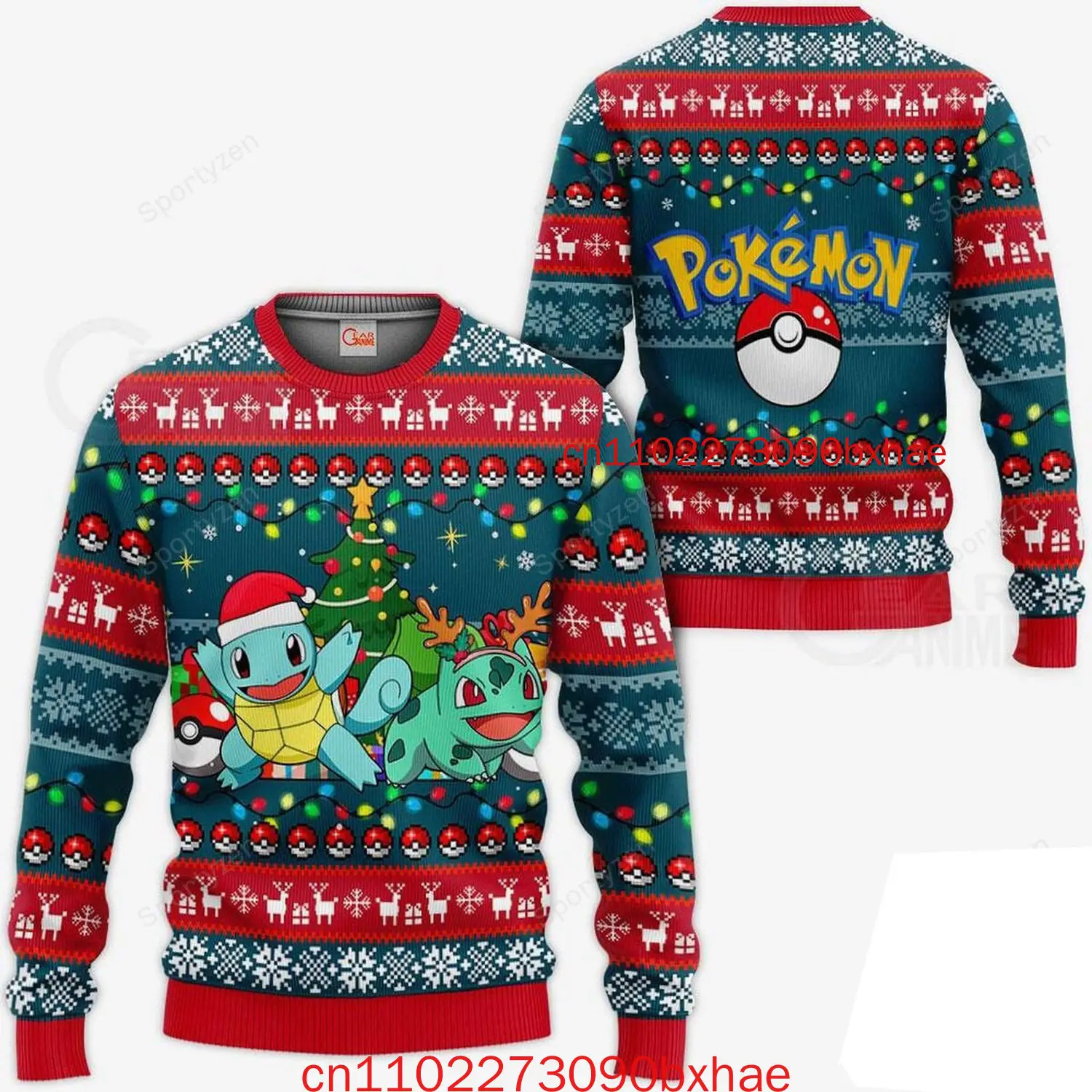 

Pokemon Mewtwo Full Print Ugly Christmas Sweater 3D Print Men's and Women's Kids Autumn and Winter Ugly Christmas Sweater