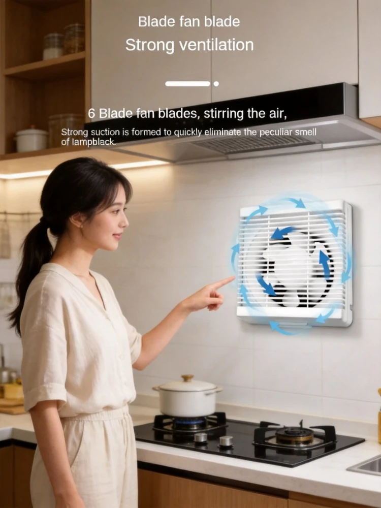

powerful window-mounted exhaust fan, household smoke ventilator for kitchen, bathroom, toilet and living room