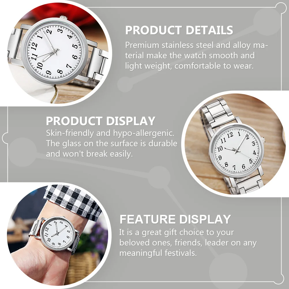 

CATIEBYE 2 Pcs Couple Watches Matching Steel Wristwatch for Men Women Alloy Oversized