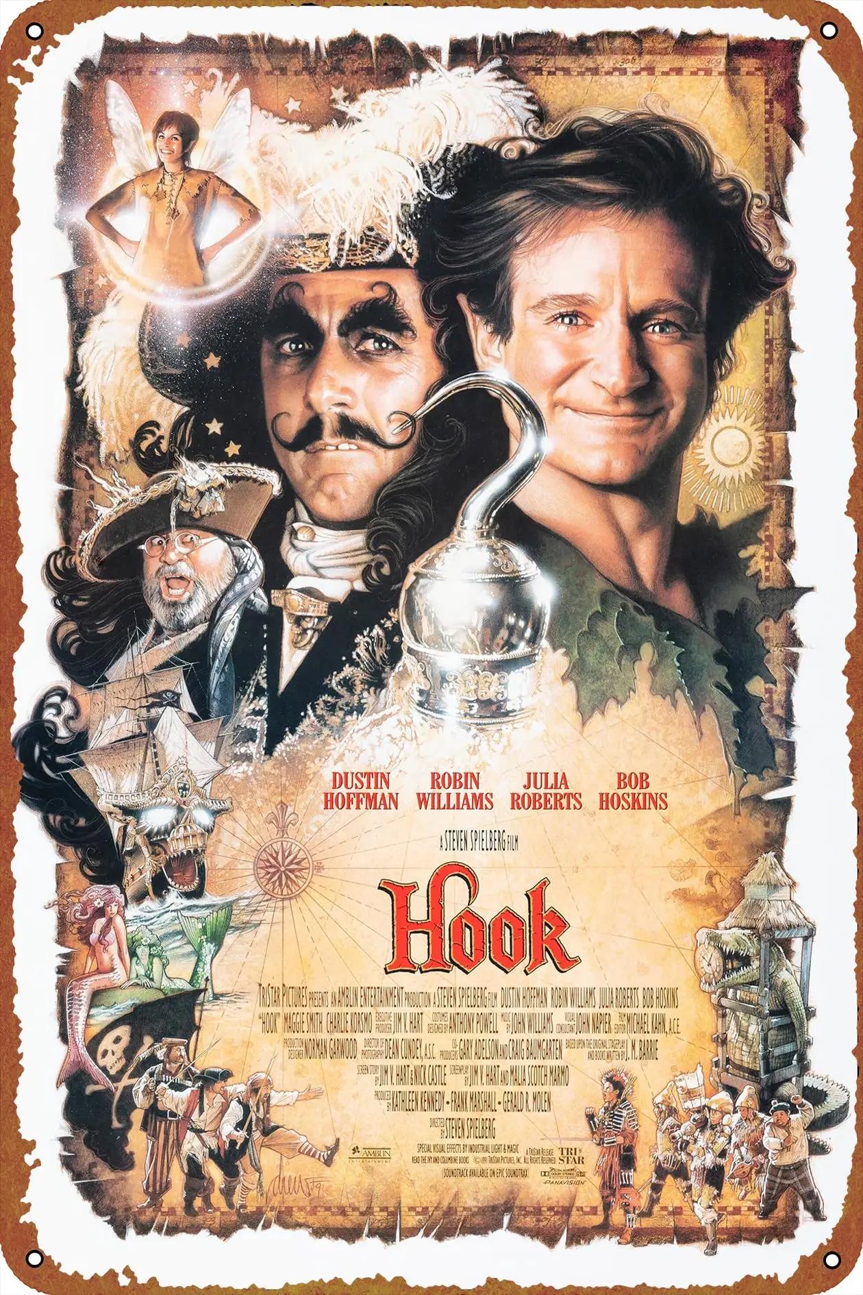 Hook (#2 of 2) 1991 Vintage Metal Tin Sign 12 x 8 Inches Poster Movie Poster 8 x 12 Inch