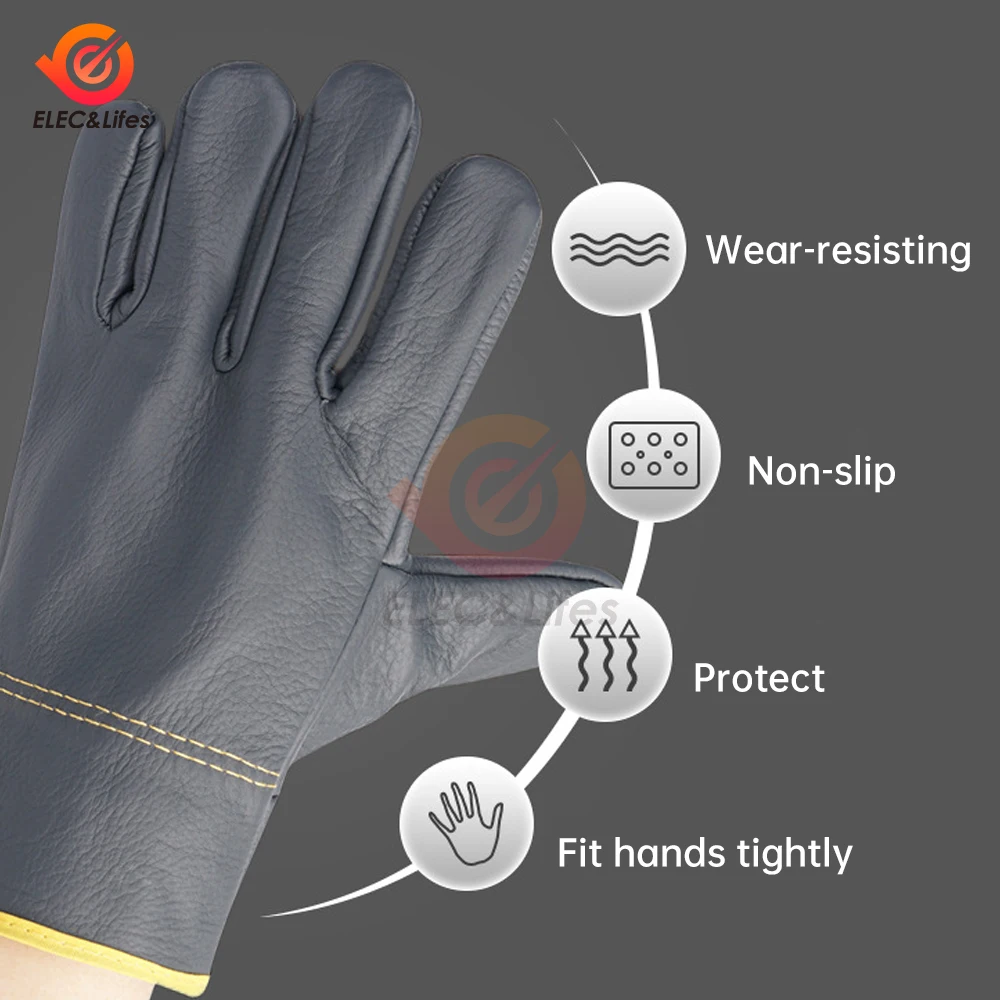 Work gloves Cowhide leather workers work welding safety protection garden sports motorcycle driver wear-resistant gloves