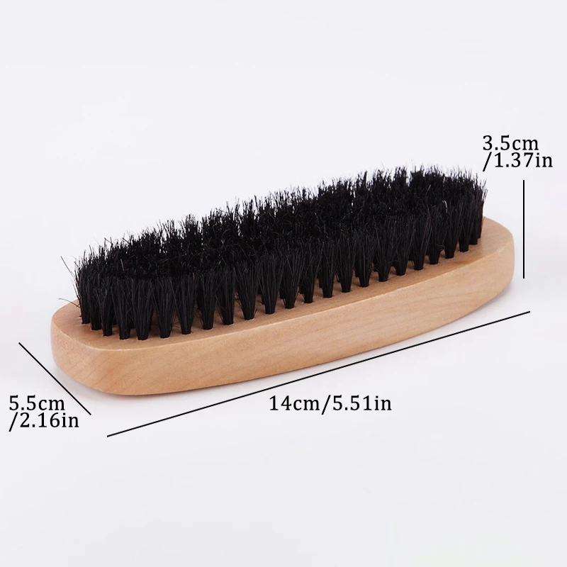 1pc Oval black pig hair brush polishing wooden brush professional leather shoe cleaning and care brush for leather care