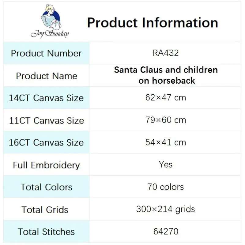 Horseback Jeździecki Święty Mikołaj i dziecko Zestawy do haftu krzyżykowego 14CT 16CT 11CT Biała tkanina z nadrukiem DIY Ręczny prezent świąteczny