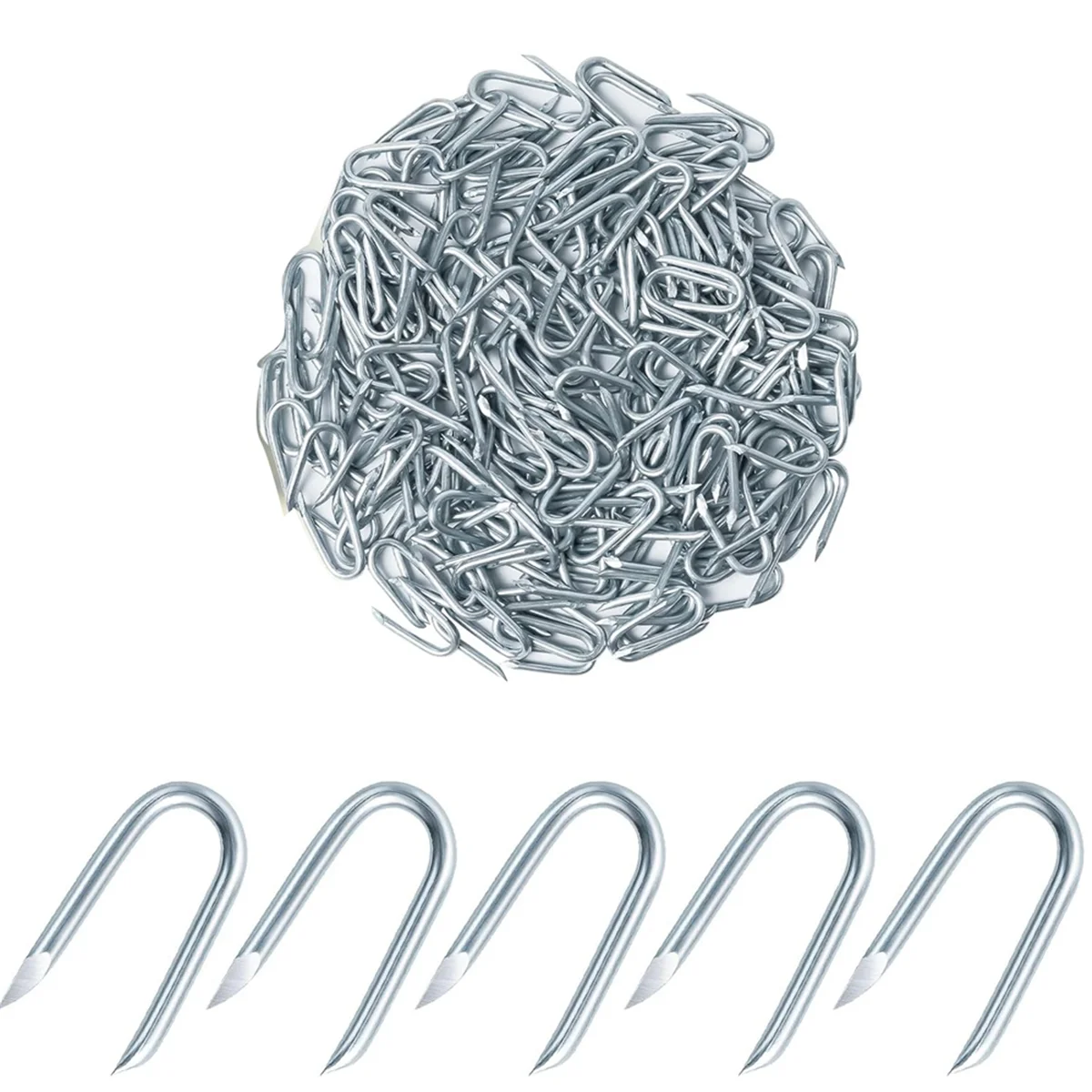 2025+ 200pcs Wire Fencing Staples, Galvanised Fence Staples, U Nails Fence Fasteners Yard Cable Staples, U Shaped Nails
