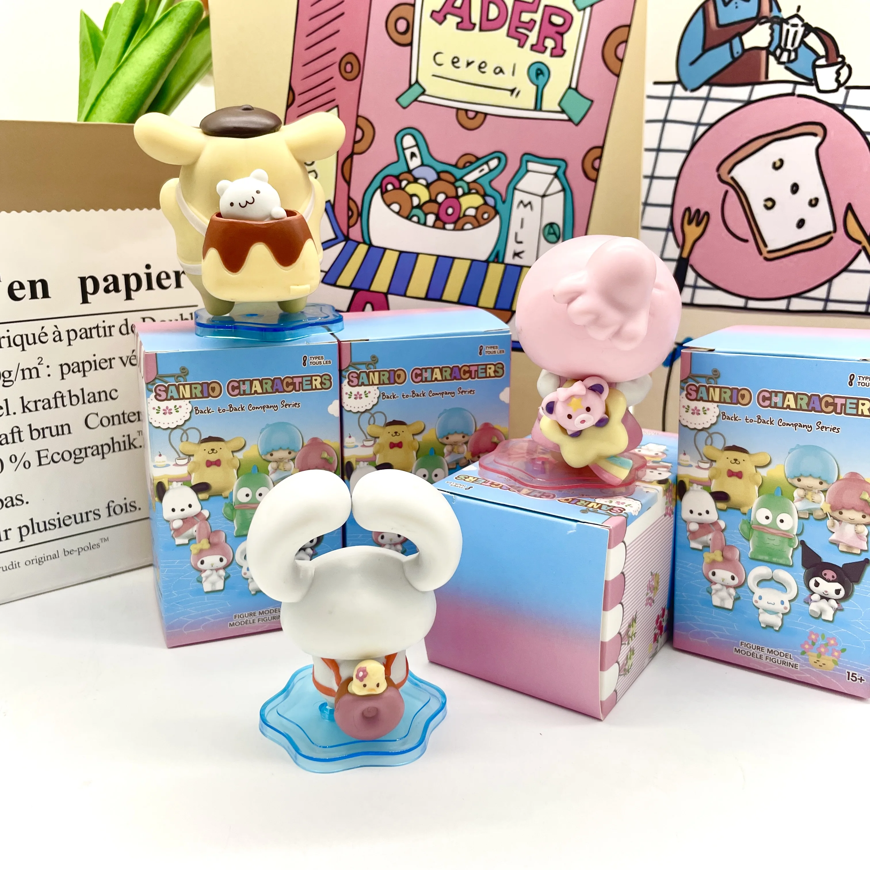 7cm Backpack Friends Sanrio Figurine Blind Box Paca Dog Kuromi Melody Cinnamoroll Plush Toy Decorations Fantasy Figurines