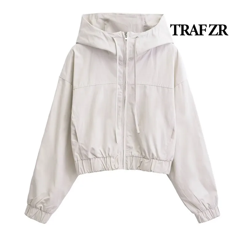 TRAF ZR Lady Jackets Elegant Luxury Women\'s Coat New in Outerwears Ladies Fashion white Coats with Hooded Autumn Y2k Jacket