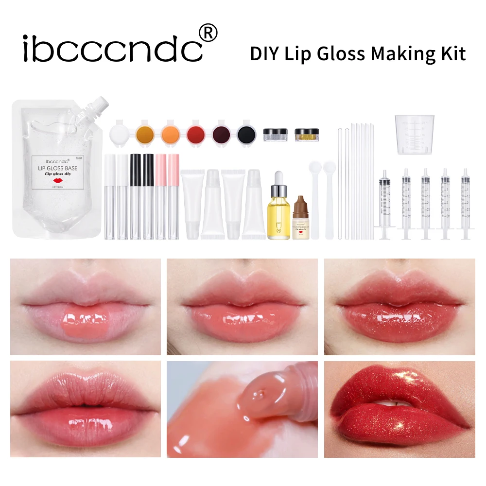 

Hot Moisturizing Lip Gloss Making Kit Clear Lip Gloss Base Diy Raw Material Tool Kit Shiny Glitter Lip Tints Handmade Cosmetic