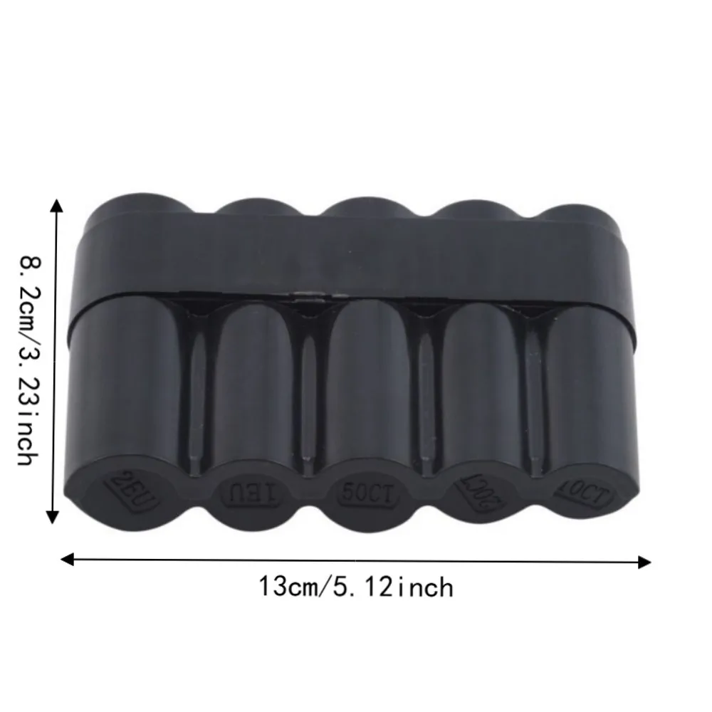 2pcs Plastic Coin Storage Box Black 13 x 8.2cm Coin Collection Case Compact Spring Assisted Coin Holder Organizer Home Office