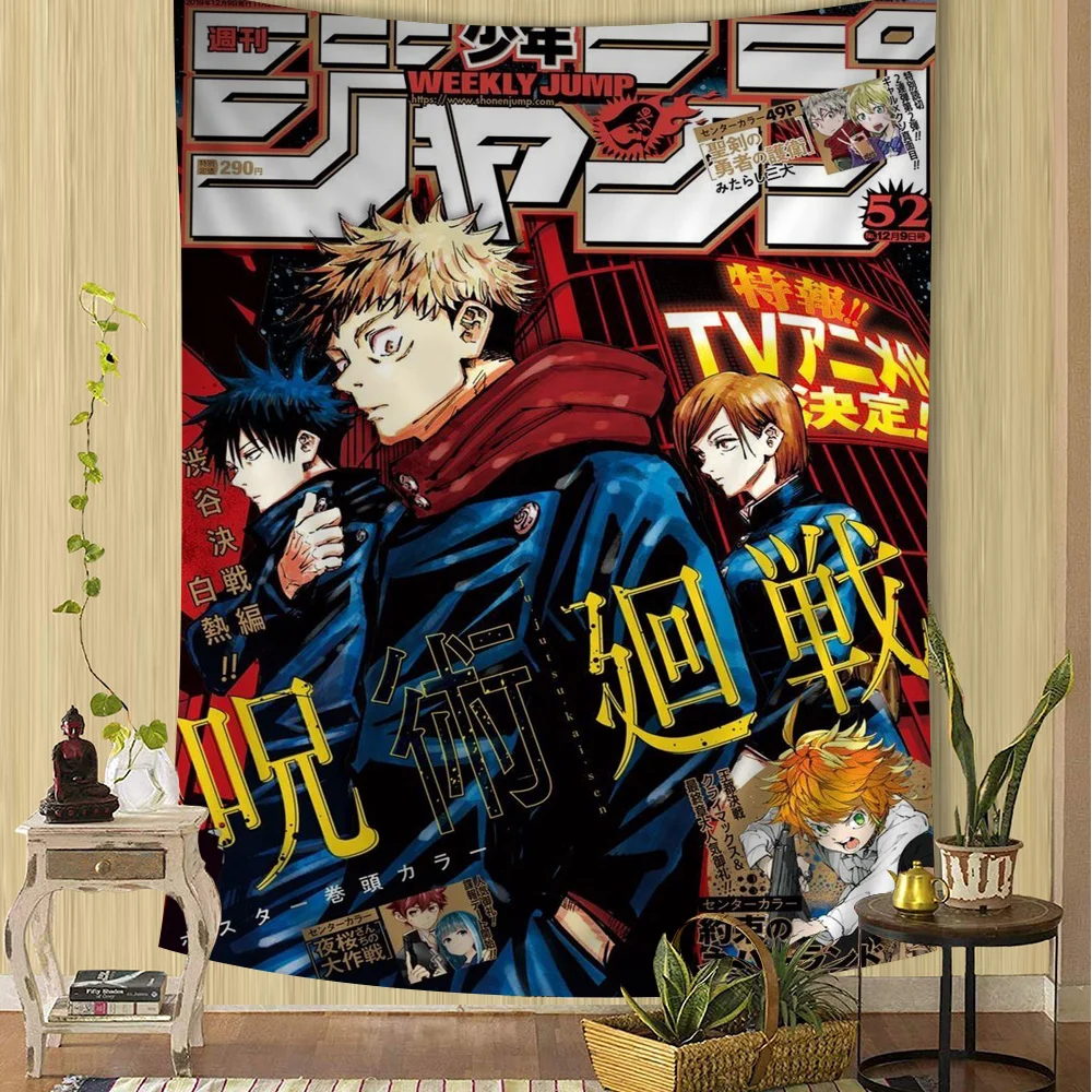 Jujutsu Kaisen Anime Hanging Bohemian Tapestry Hanging Tarot Hippie Wall Rugs Dorm Wall Hanging Home Decor