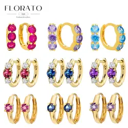 925 Sterling Silver Needle Round Zircon Hoop Earrings For Women luxurious Crystal Fashion High Class Wedding Jewelry Gifts
