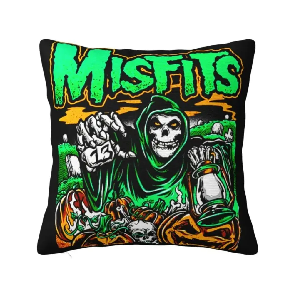 

Custom Band Misfits Skull Face Cushion Covers 40x40cm Polyester Heavy Metal Throw Pillow Case for Car Square Pillowcase