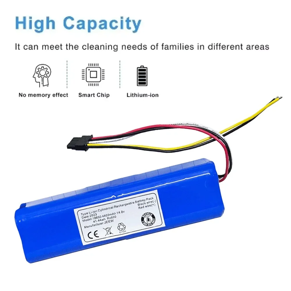 Bateria de iões de lítio adequada para aspirador robótico, 14.8V, 4800mAh, 4090, 5090, 3090, 1690, 1890, 2090