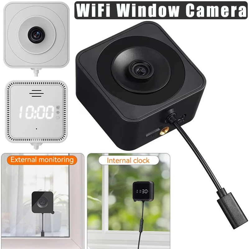 1080P Window Cameras WiFi Indoor Home Security Camera Full-Color Night Vision Motion Detection 24/7 Recording Glass Surveillance