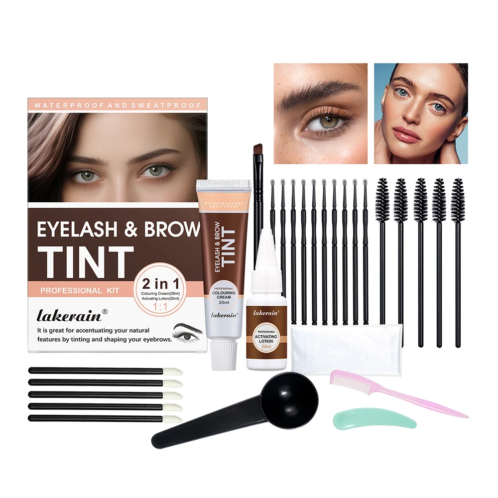 Lakerain Eyelashes And Eyebrow Tinting Color Kit Long-lasting Waterproof Natural Easy-to-use Lash Brow Dye Cream