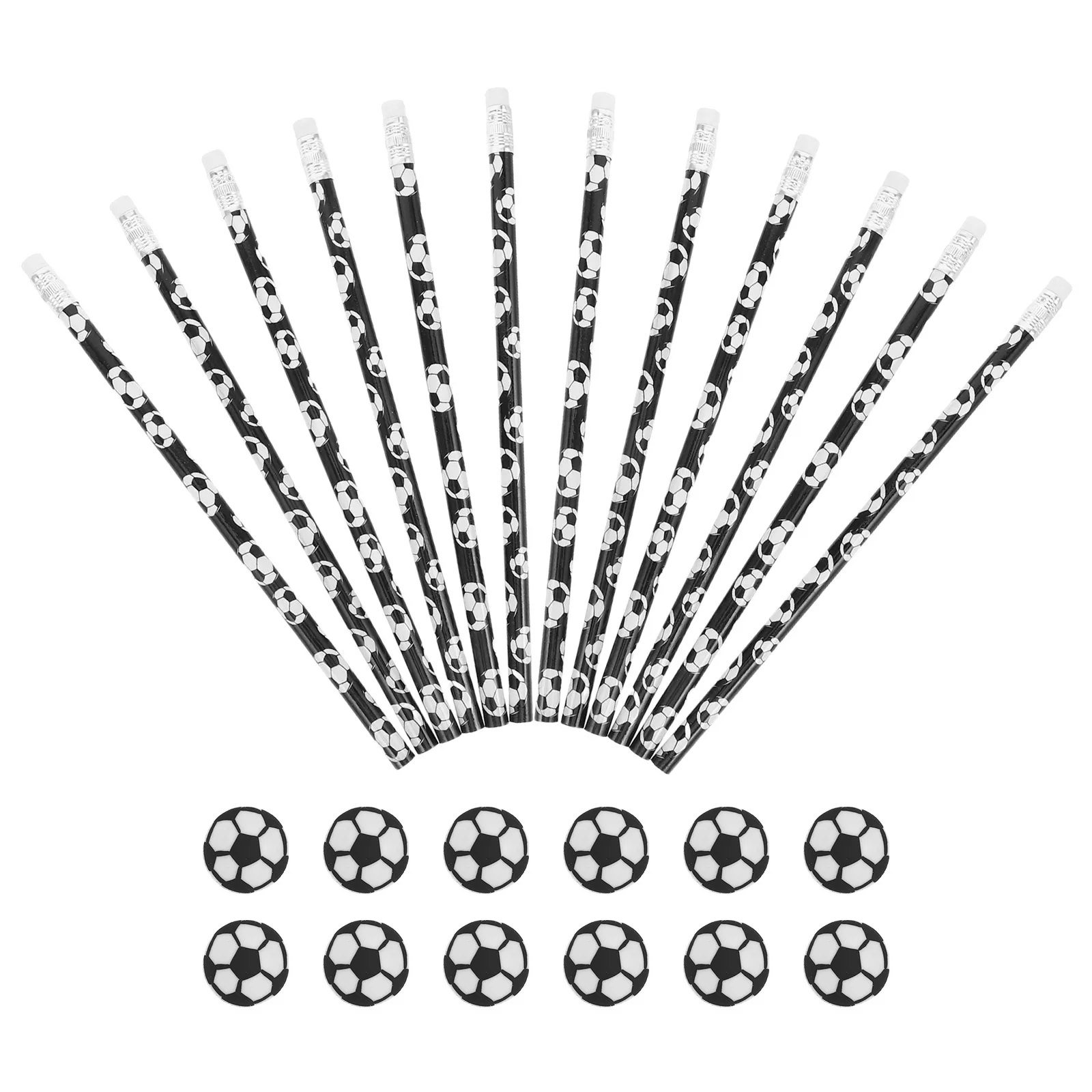 

12 set 12 Sets Football Pencils Soccer Shape Writing Pens Eraser Wooden Fun Pencils Kids Stationery Safe Materials