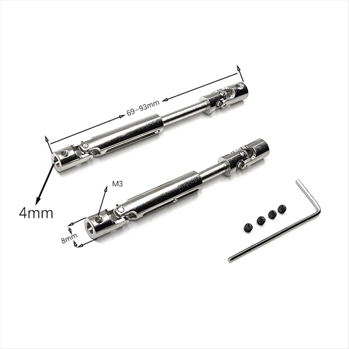 ABXY 2Pcs MN82 LC79 Arbre de transmission métallique CVD pour Mang Cow MN82 LC79 Camion RC Pièces de mise à niveau et accessoires Argent