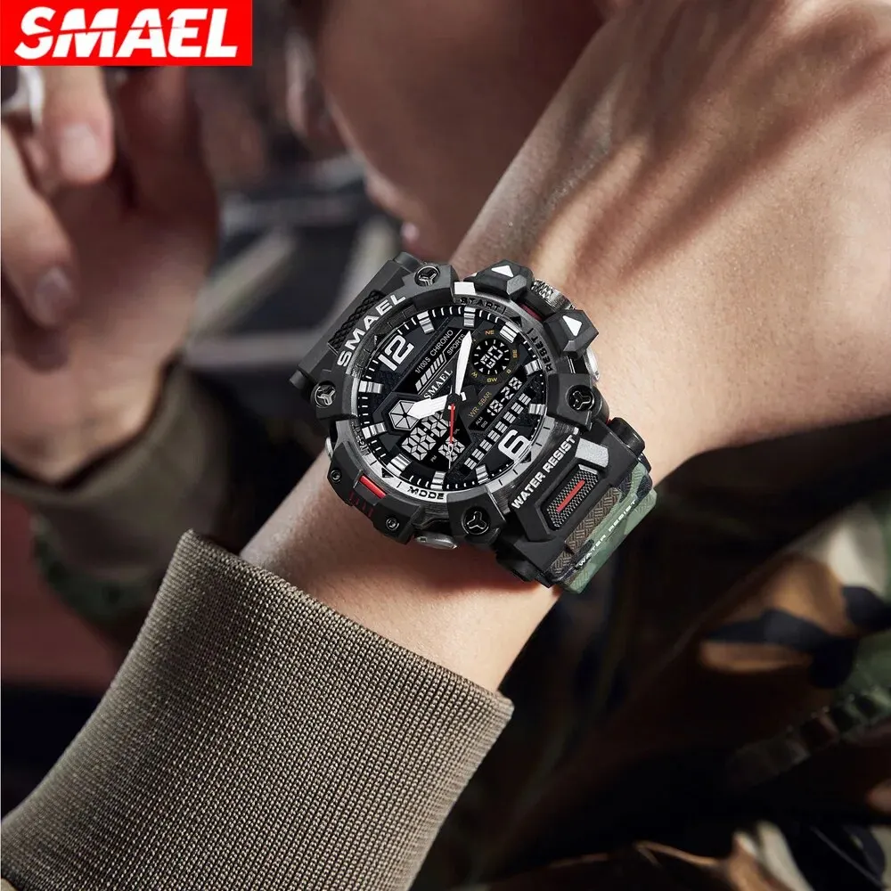 SMAEL New Style 8072MC Digtal Quartz Watch Waterproof Double Display Dial For Men Watch