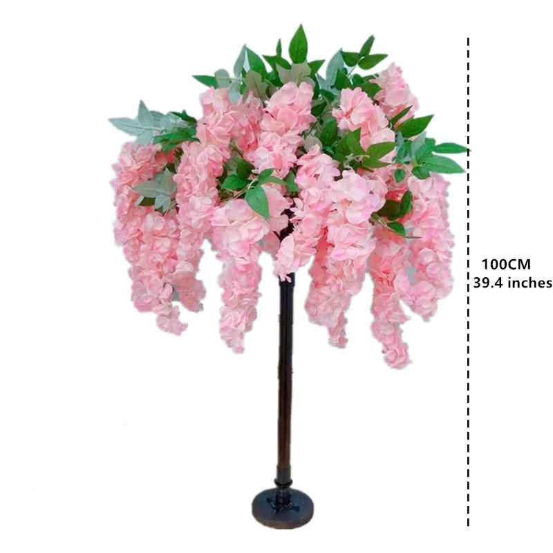 100CM White Pink Artificial Flower Hydrangea Wisteria Tree Wedding Table Centerpices Road Cited For Home Living Room Party Decor