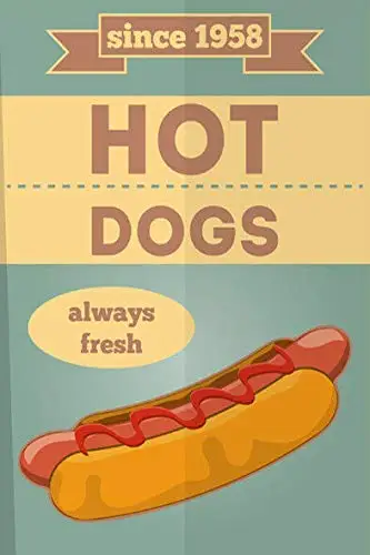 Patisaner Retro Hot Dogs Metal Sign, Fast Food Diner Art, Tin Plaque, Vintage Cafe Bar 8x12 Inch