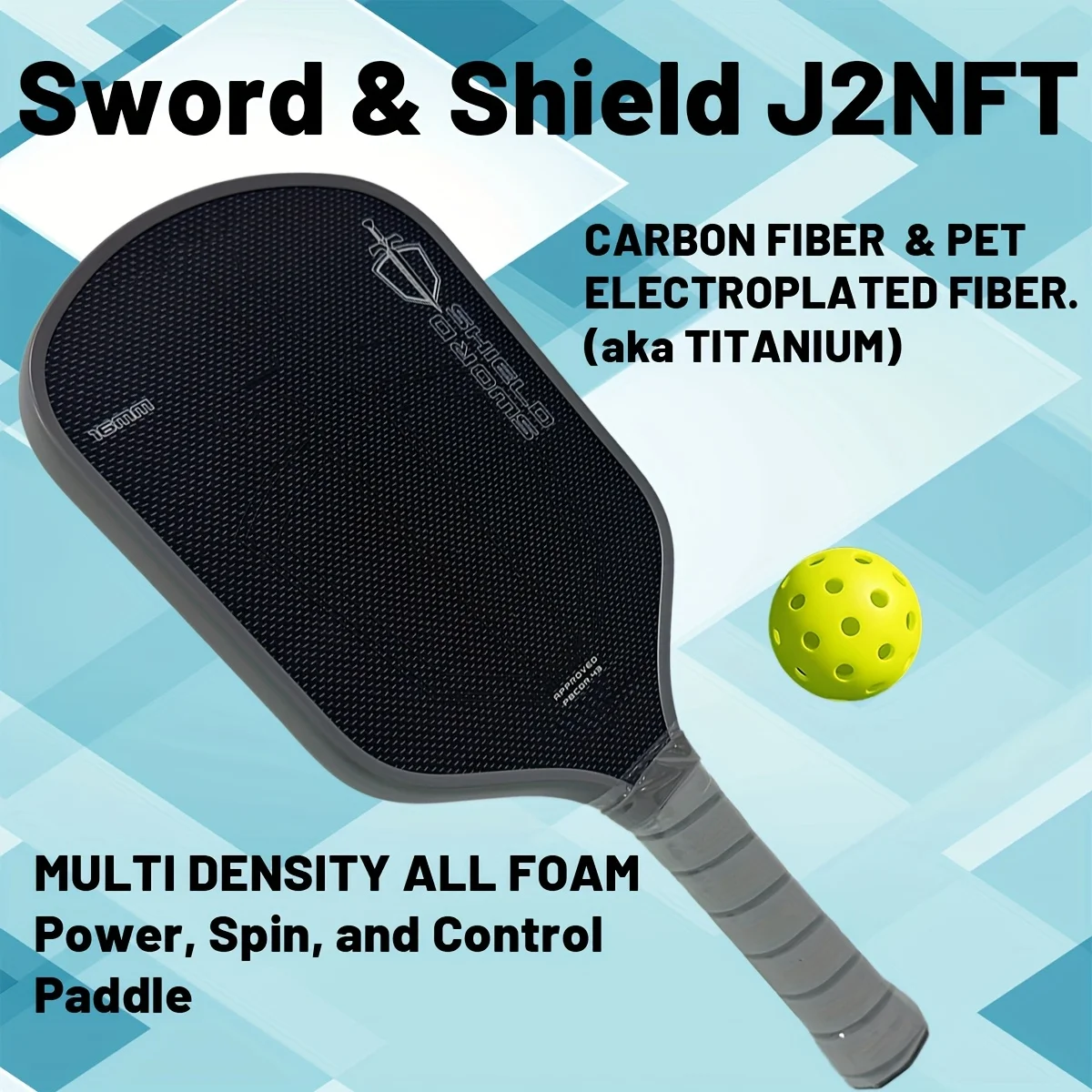 

Меч и щит Pickleball Paddle J2NFT, Gen. 4,5 Multi Density, полностью плавающий из пенопласта — поворотный сердечник Pickleball Paddle EPP Core