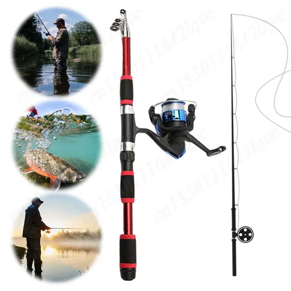 ชุดเสาตกปลาชุดเต็มเบ็ดตกปลาปั่นและรีล Combo Travel POLE ชุดของขวัญสําหรับตกปลาเริ่มต้นและนักตกปลา