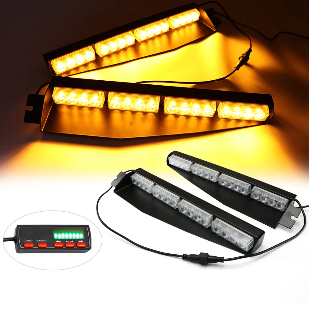 

35" 32 LED Windshield Emergency Warning Strobe Visor Mount Deck Dash Light Bar LED Warning Lamp Red Blue Amber White Green