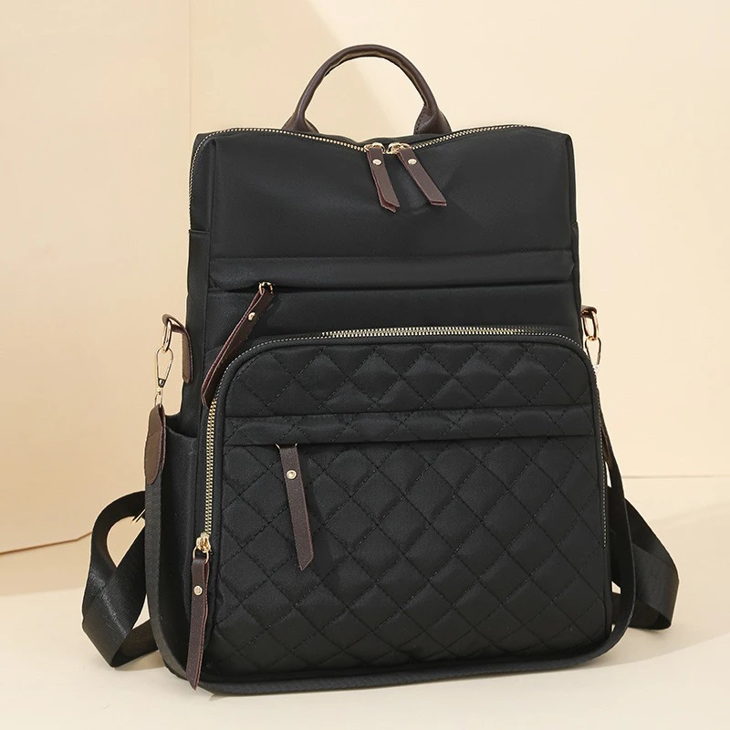 

Rhombic embroidered shoulder bag women's new ladies' backpack Joker large-capacity water-repellent travel backpack