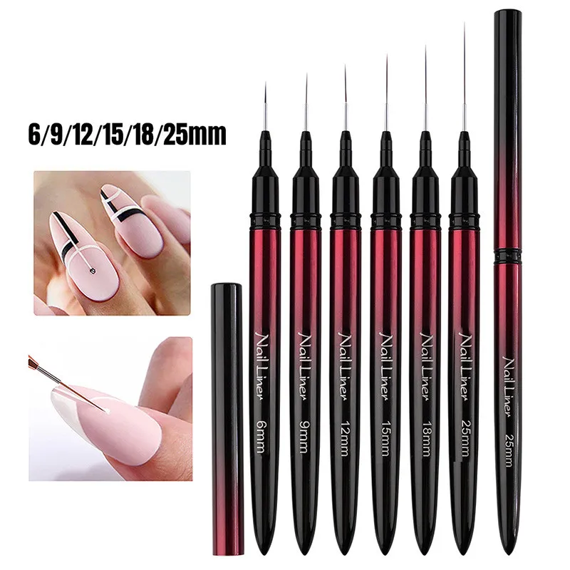 

6/9/12/15/18/25mm Nail Art Liner Brushes Gel Nail Brush Gel Nail Polish Painting Brush Drawing Nail Art Design Brush Pen