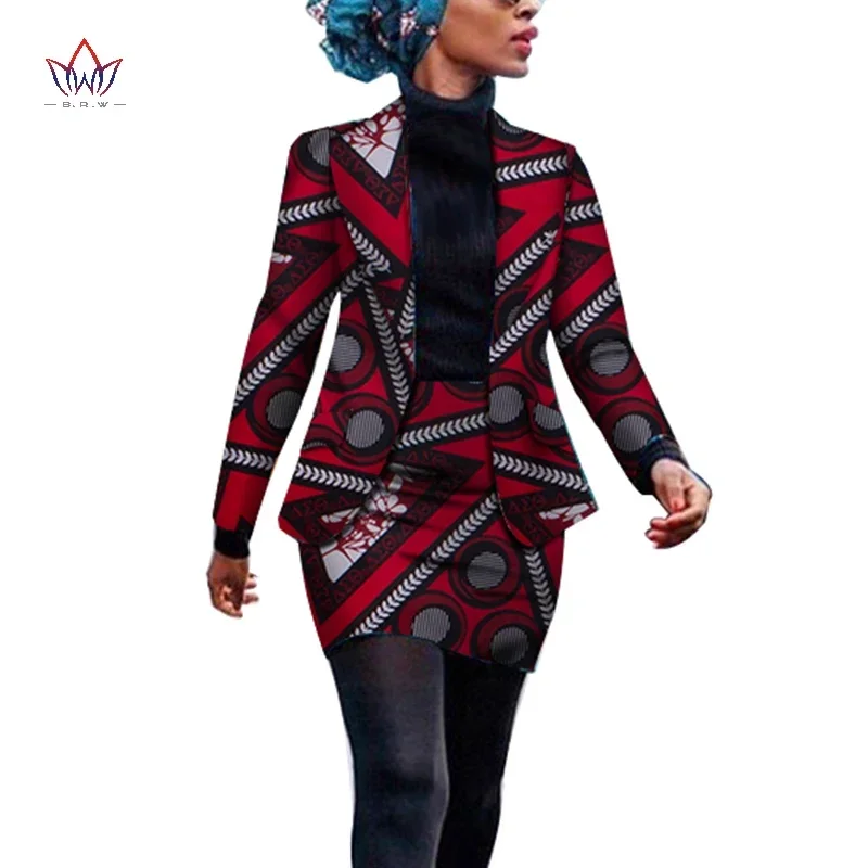 

Africa Style Women African Clothing Two Piece Set Dress Suit for Women Tops Jacket andSkirt Bazin Riche Clothing WY3929