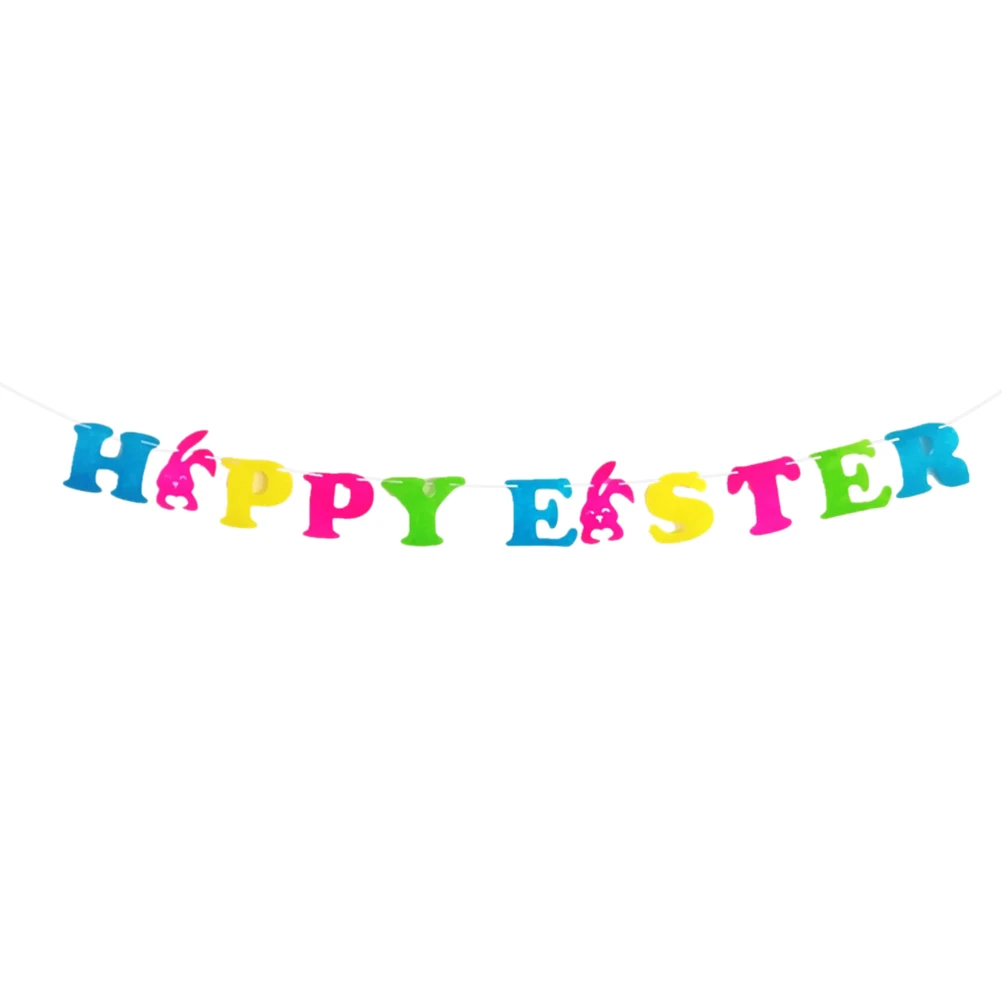 

Easter Egg Rabbit Decoration Banner Hanging Pennant Party Bunting Decorative Flag Kids Room Outdoor Indoor Reusable