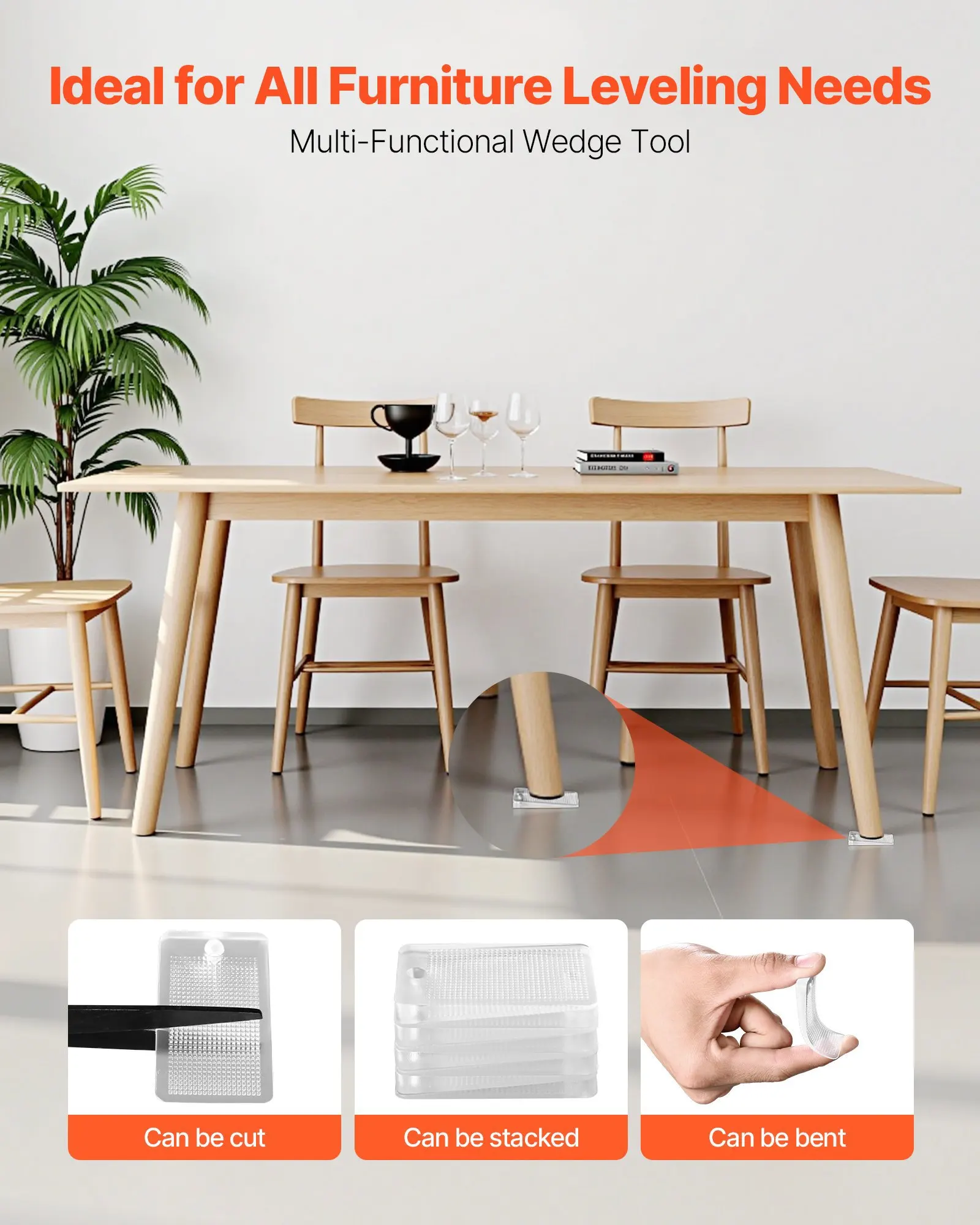 

Прокладки для выравнивания мебели, 30 шт., 1,97 x 1,16 x 0,22 дюйма, противоскользящие прозрачные пластиковые накладки, легко режущиеся, идеальные для выравнивания мебели.