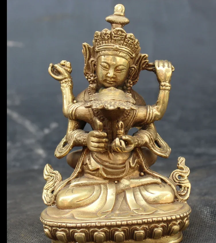 Tibetan Buddhism Bronze Seat Mandkesvara Yab-Yum Happy Tantra Buddha Statue