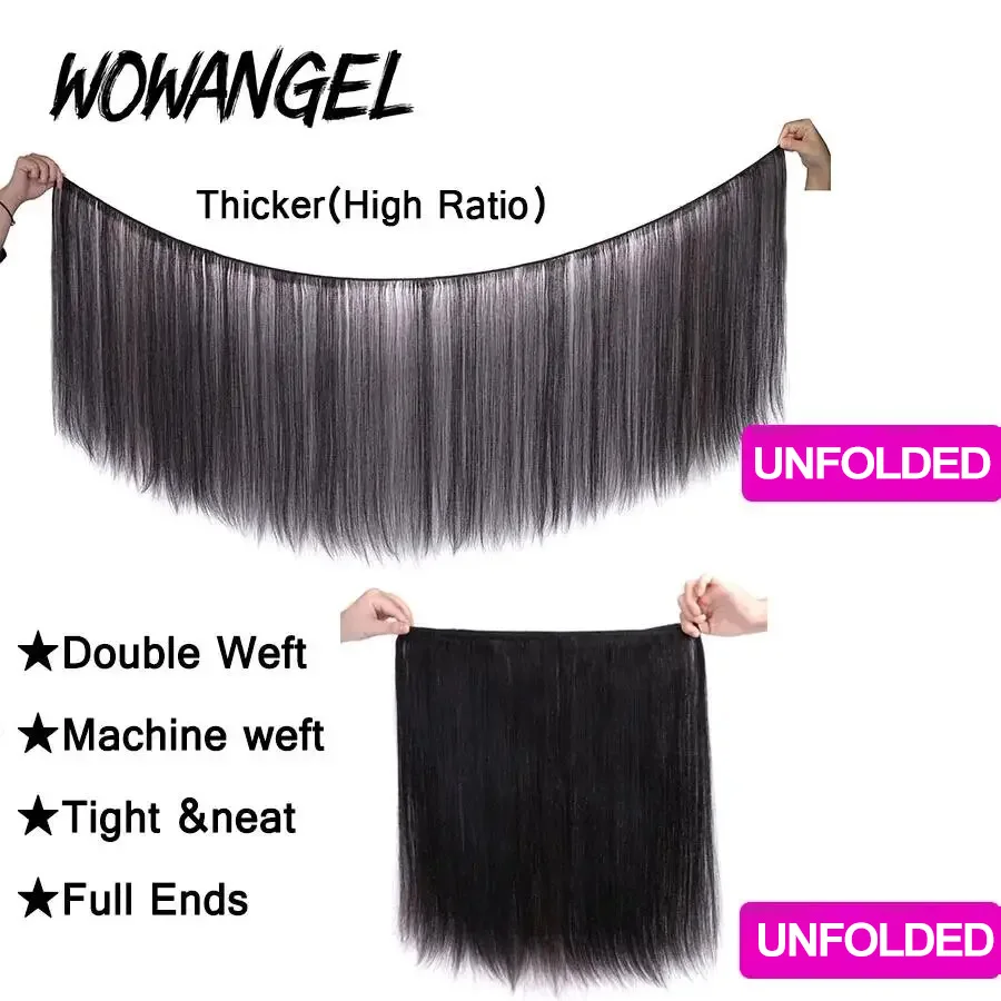 Wow Angel-extensiones de cabello humano peruano Remy, mechones de cabello virgen, 28 y 30 pulgadas, 1/3/4 unidades, 10A