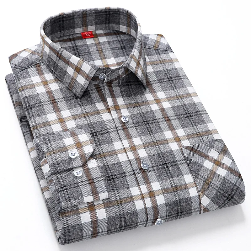 100% Cotton Mens Designer Shirt Luxury Plaid Long Sleeved Spring Autumn Casual Versatile Shirt Outerwear Korean Stylish Blouse