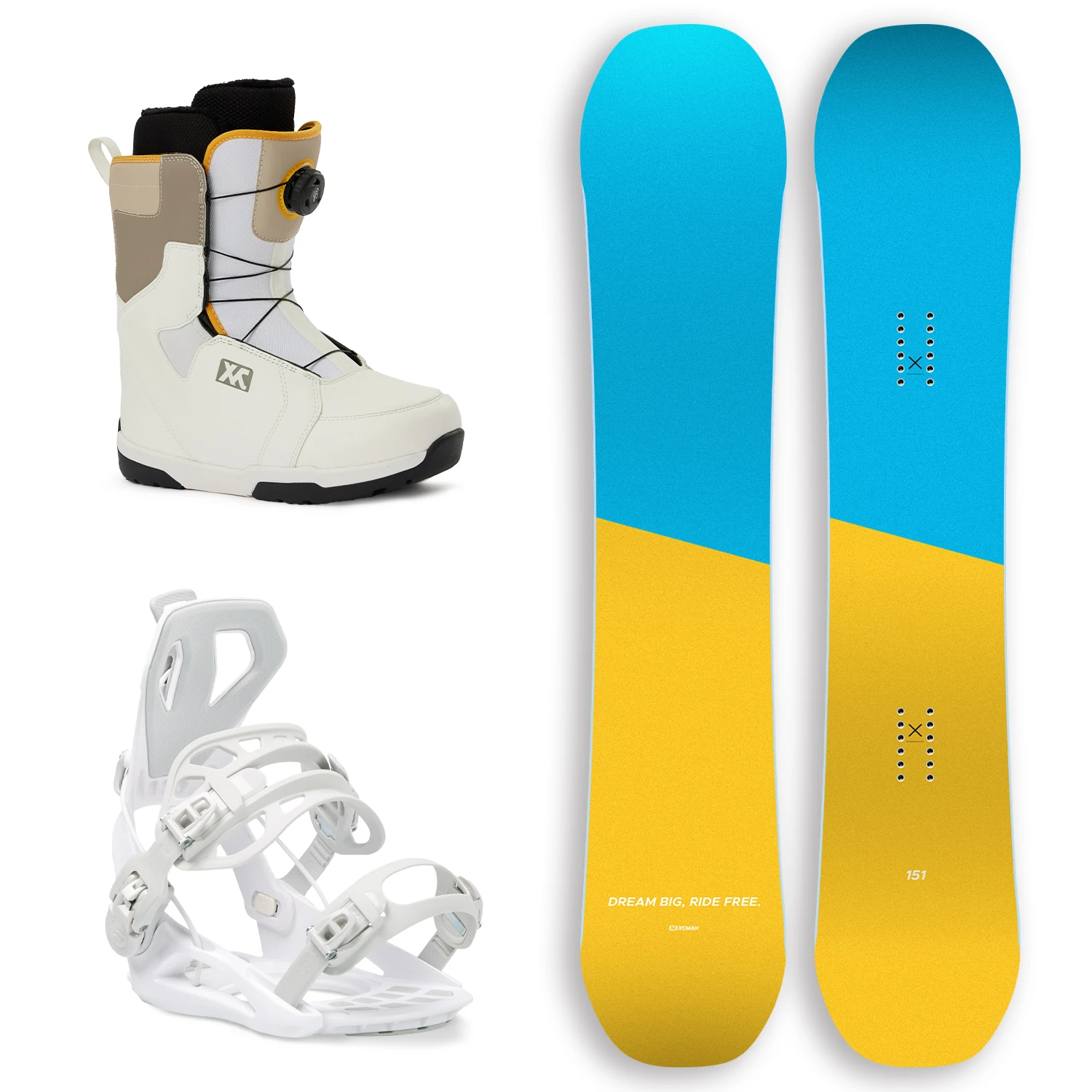 

Men's Complete Snowboard Package Camber True Twin Carved Snowboard Bindings Boots for All Terrain Best for Beginner