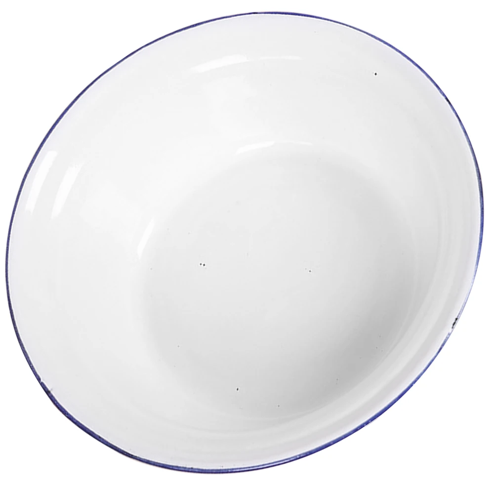 

1pcs Enamel Bowl Kitchenware Soup Basin for Dough Mixing Bowl Fruit Vegetable Dough Mixing White Lightweight Unbreakable