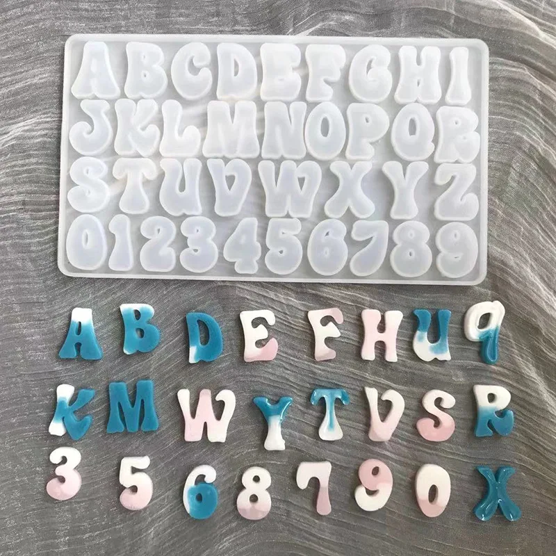 Irregular mirror letter / number silicone mold DIY chocolate candy cake shape decoration baking tool