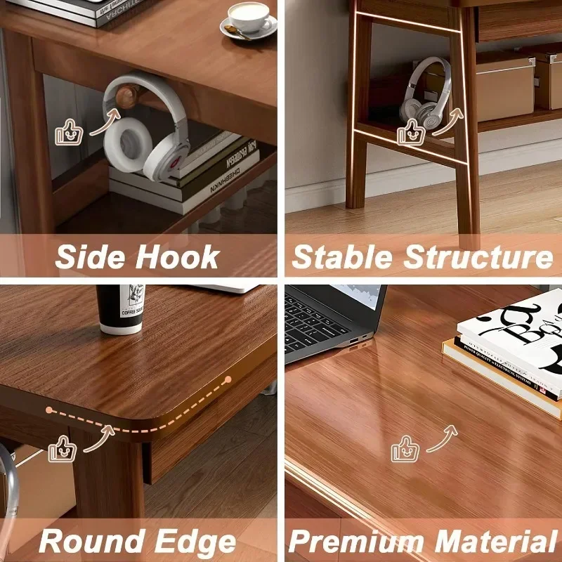 Meados do século moderno madeira maciça Escrita, Home Office Workstation Table, Study Desk