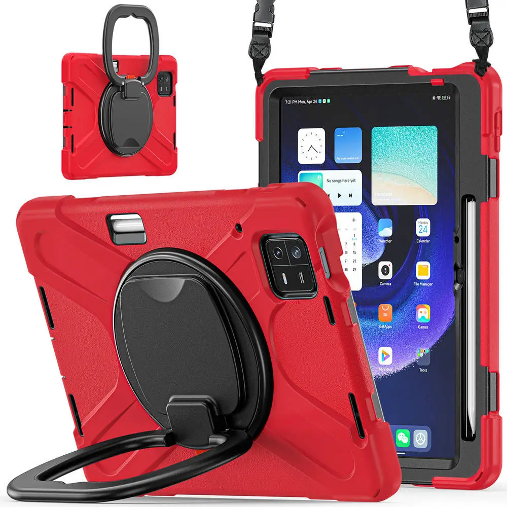 

Shockproof Kids Safe PC + Silicon Stand Shoulder Strap Tablet Cover For Xiaomi Pad 6 Pad6 11 inch 2023 Case +Film Gift