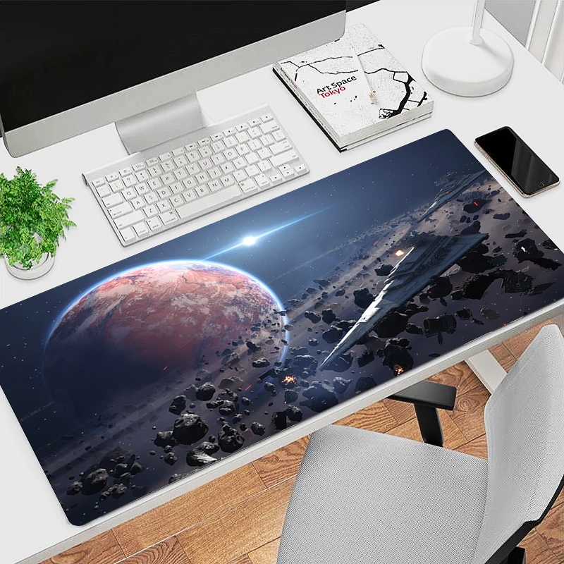 

Star Wars Spacecraft Mouse Pad Large Planet Gaming Desk Mat PC Accessories Gamer Cabinet Keyboard Pad XXL Anime Mousepad Carpet