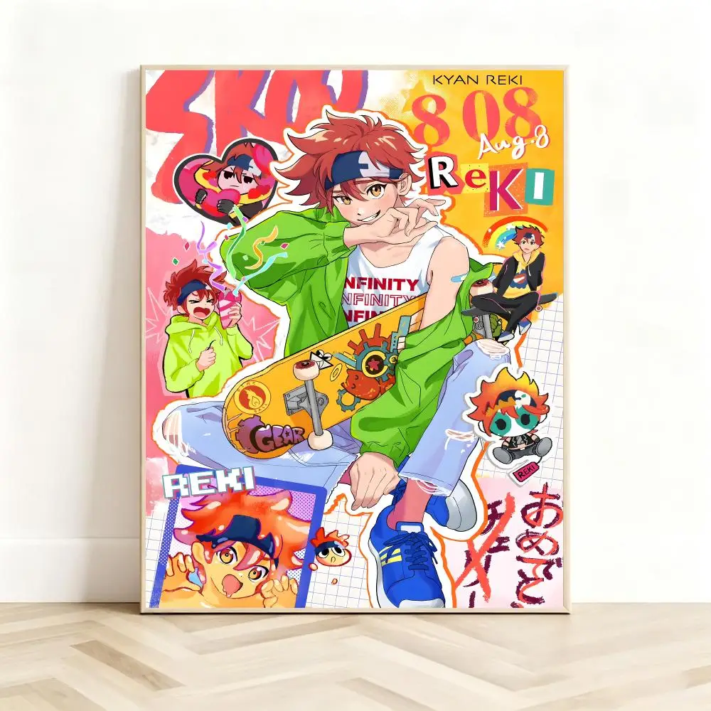 Passionate Sports-Anime S-SK8 the Infinity Poster Classic Self-Adhesive PP Wall Sticker for Living Room Bar Decor Gift