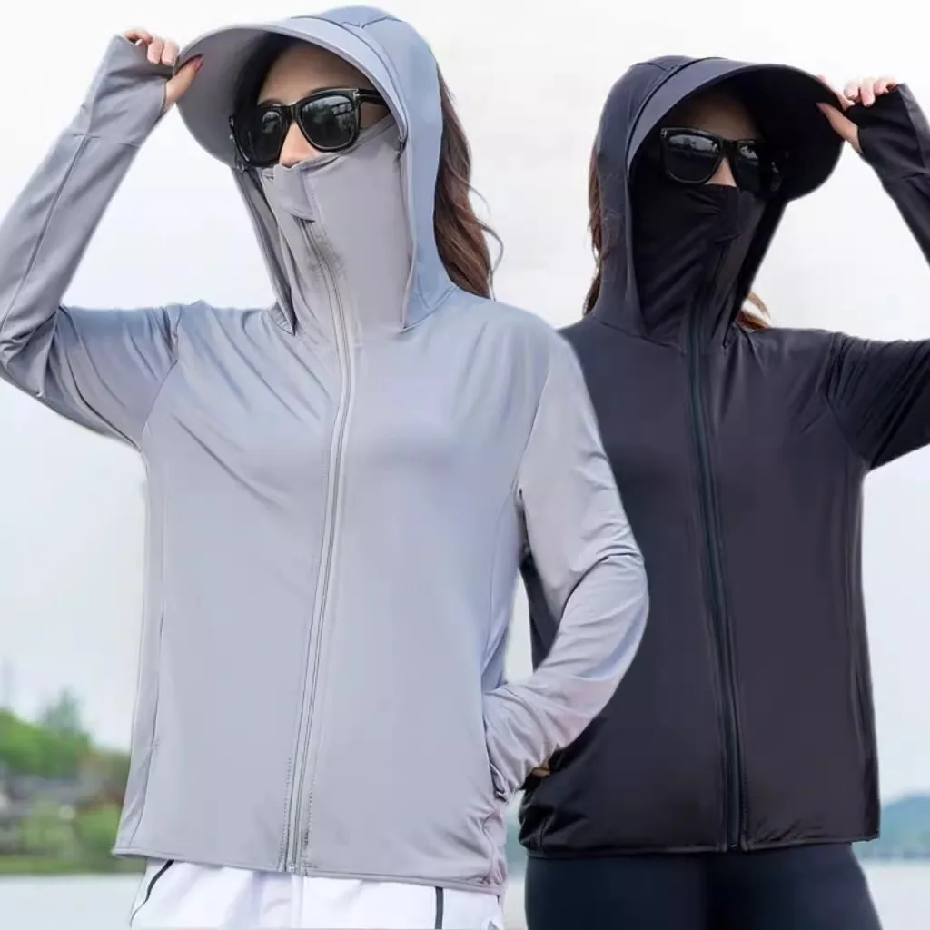 

Summer 2025 Women's Ice Silk Outdoor Fishing Breathable Sun Protection Clothing Light Thin Outerwear Anti-Uv Fishing Net Design