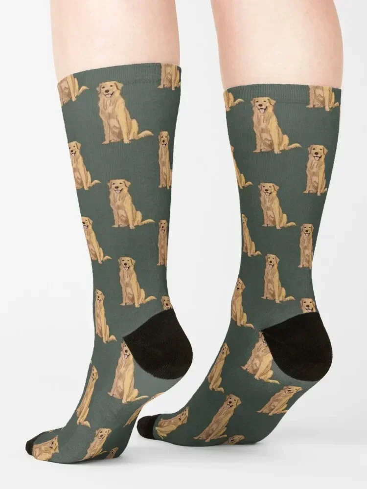 Golden Retriever auf grünen Socken Winterstrümpfe Kompression Anti-Rutsch-Fußball kurze Socken Damen Herren