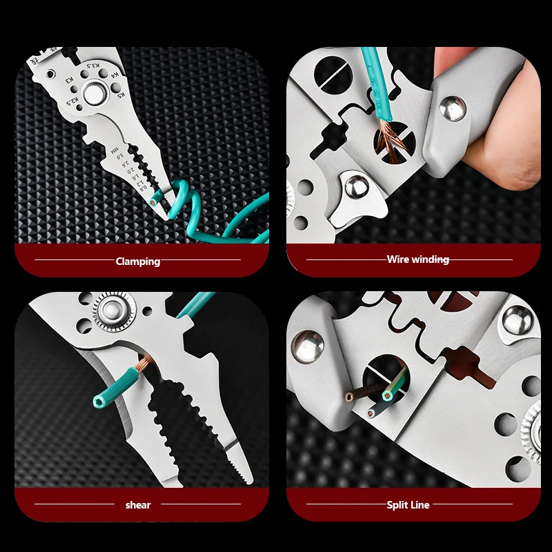 Crimper Cable Cutter Adjustable Automatic Wire Stripper Stripping Crimping Pliers Multifunctional Wire Repair Tool Pliers